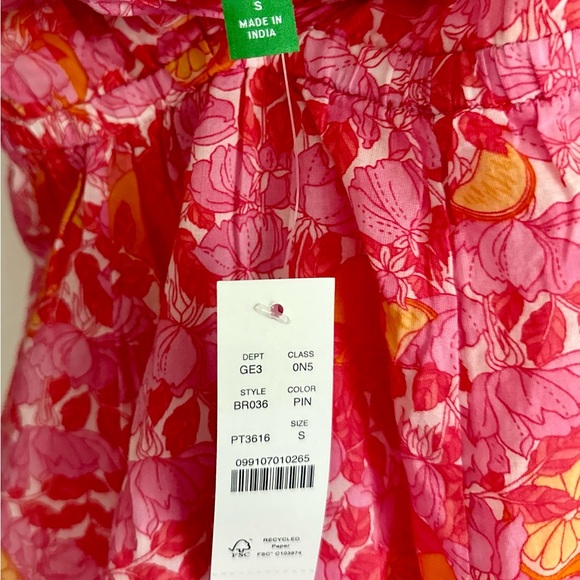 NWT- J.Crew plunge - neck beach dress in pink limone print, size SMALL - Picture 6 of 6